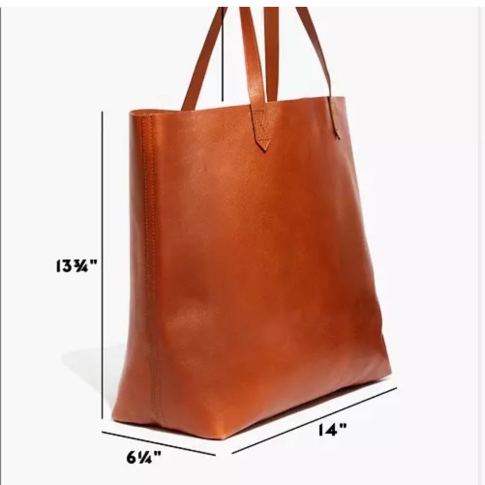 Madewell Brown Leather Transport Tote with Zip Detail - Picture 4 of 11